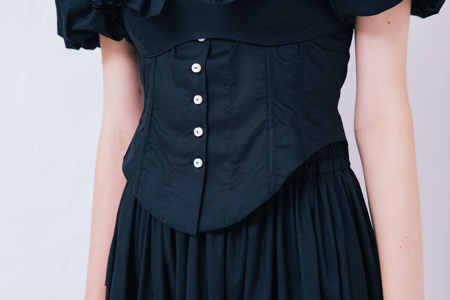 Cotton Corset Blouse(Black)