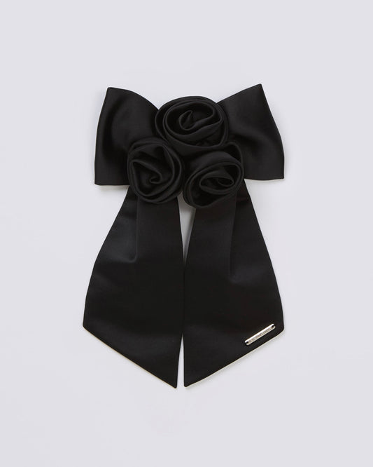 Satin Rose Barrette(Black)