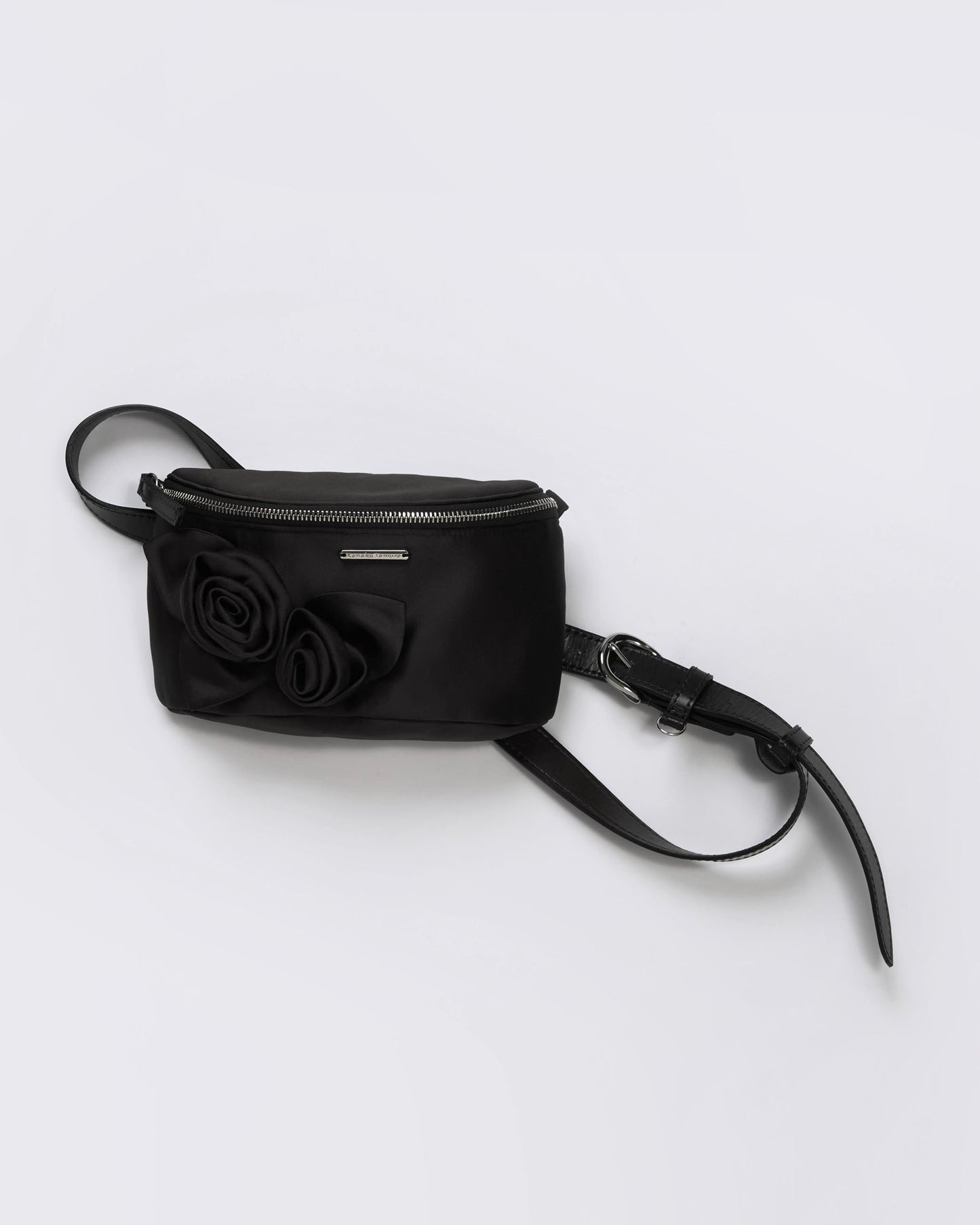 Satin Rose Belt Bag(Black)