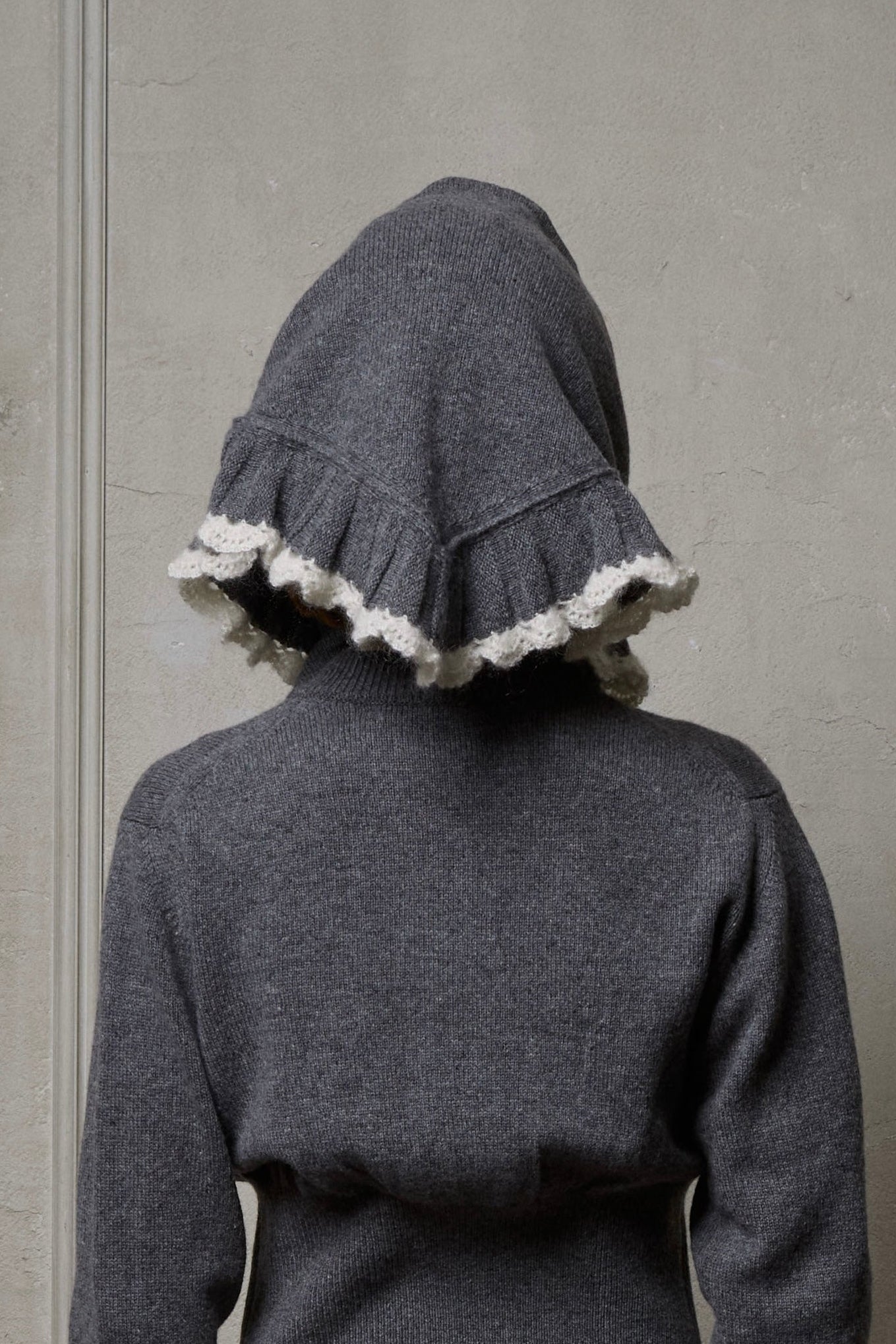 Ruffle Knit Cardigan(Gray)