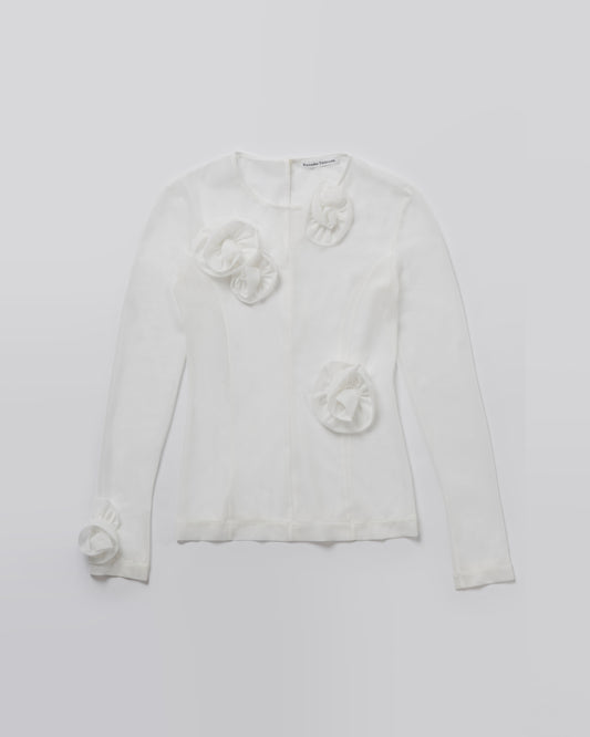 Sheer Roses Tops(White)