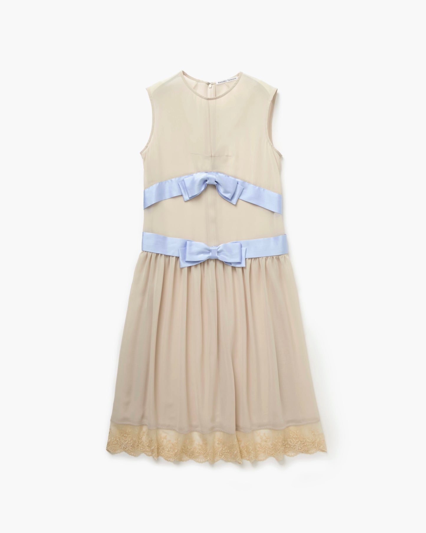 Chiffon Bow Belt Dress(Beige)