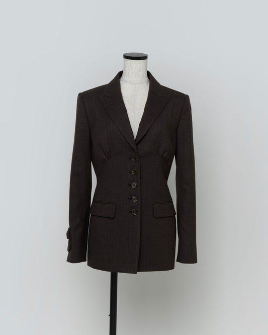 Striped Wool Jacket(Brown)