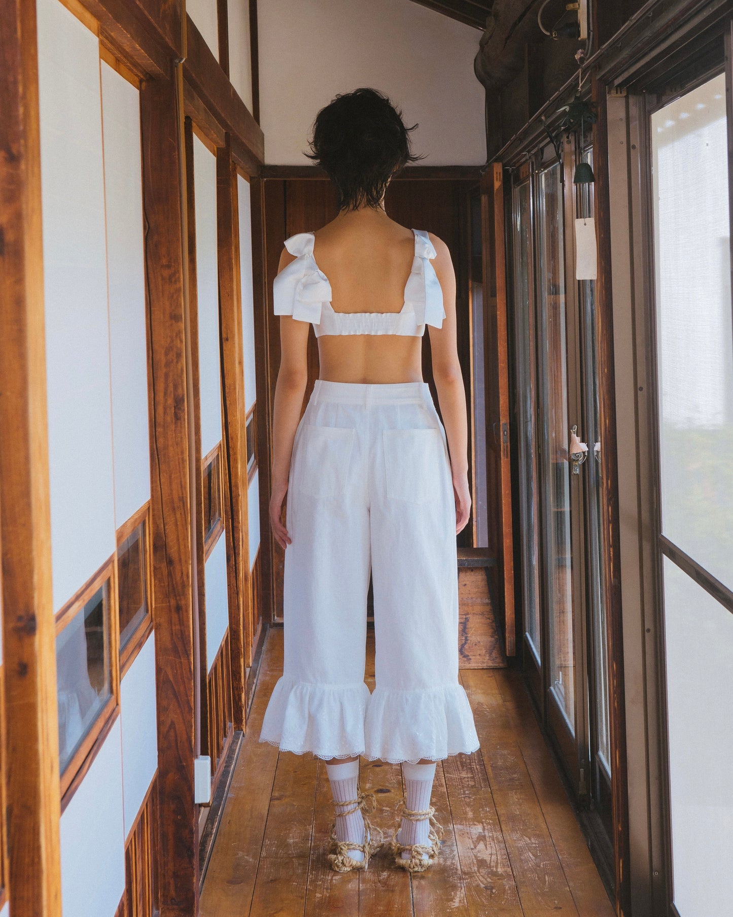 Lace Drawer Denim Pants