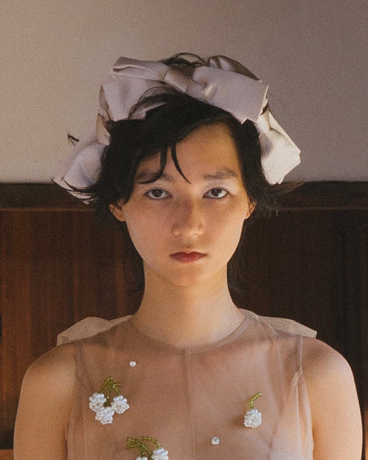 Satin Ribbon Headband(Beige)