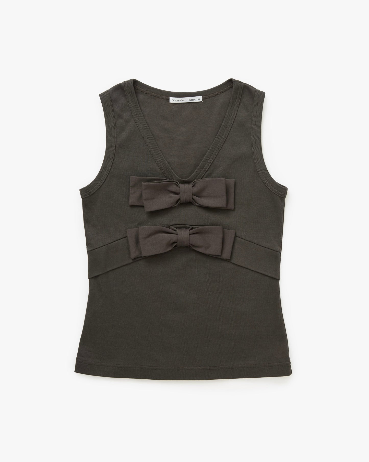 Organic Cotton Bow V-Neck Tank(Gray)