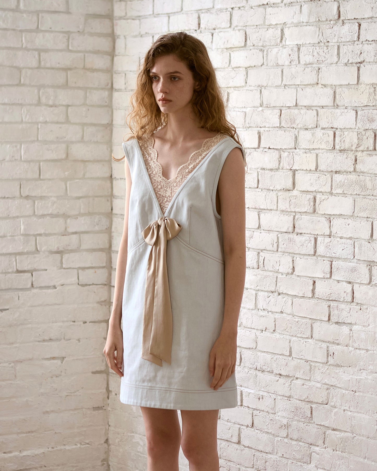 Denim Lingerie Dress(Pale Blue)