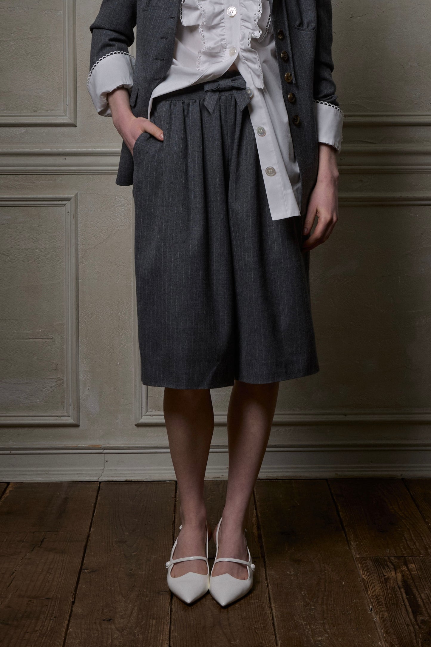 Striped Wool Layered Short Drawers(Gray)