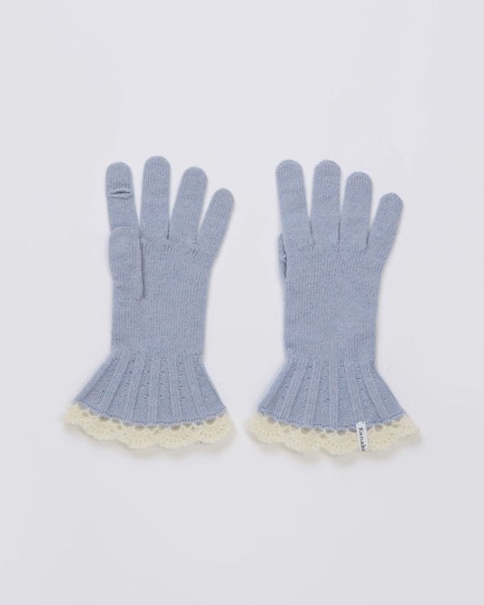 Ruffle Knit Gloves(Light Blue)