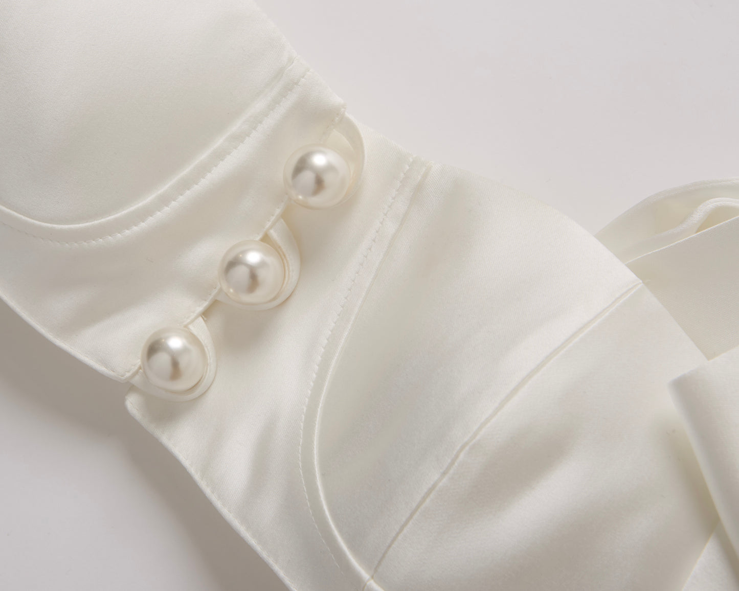 Satin Ribbon Pearl Bustier(Black)