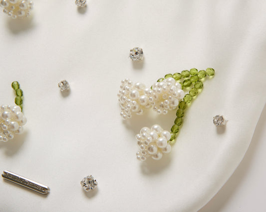 Lily of the Valley Embroidery Satin Bag