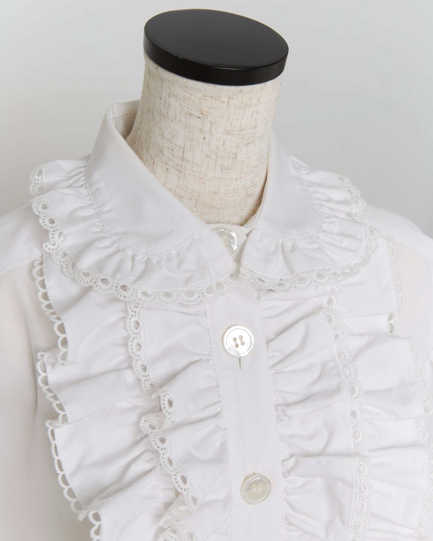 Cotton Ruffle Shirt(White)