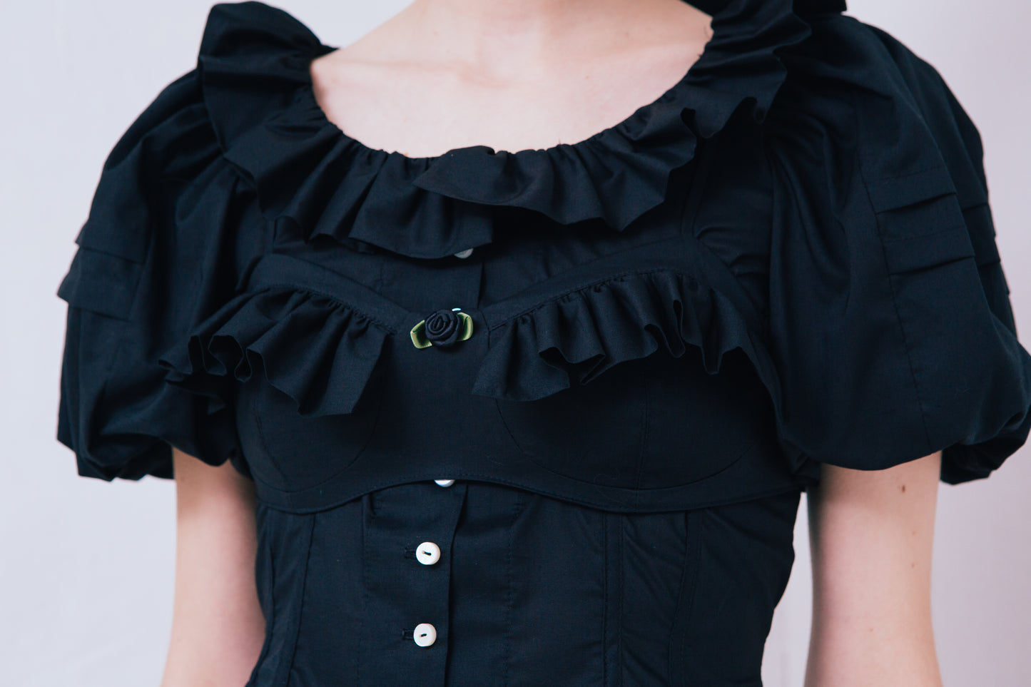 Cotton Corset Blouse(Black)