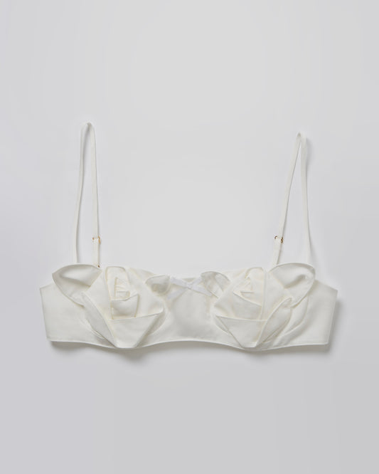 Cotton Origami-Rose Bra(White)