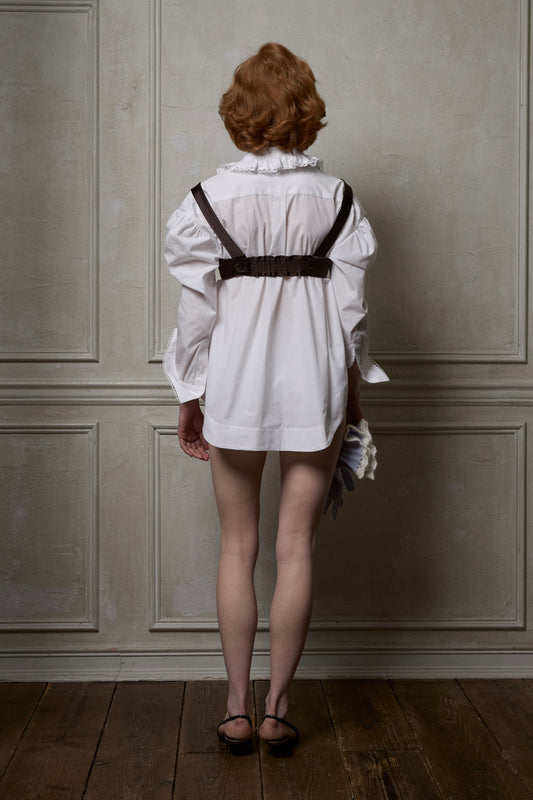 Cotton Ruffle Shirt(White)
