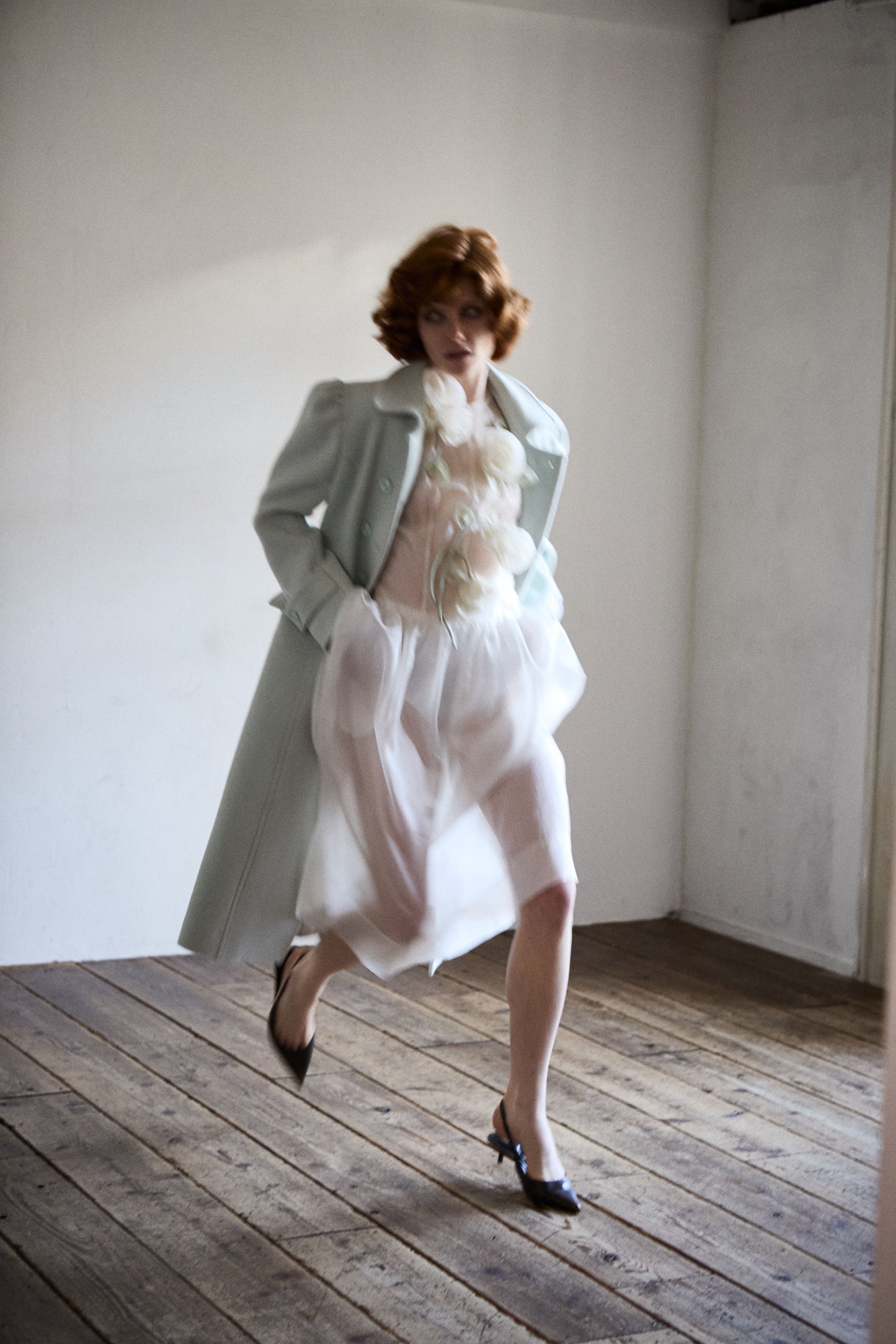 Wool Puff Sleeve Coat(Mint)