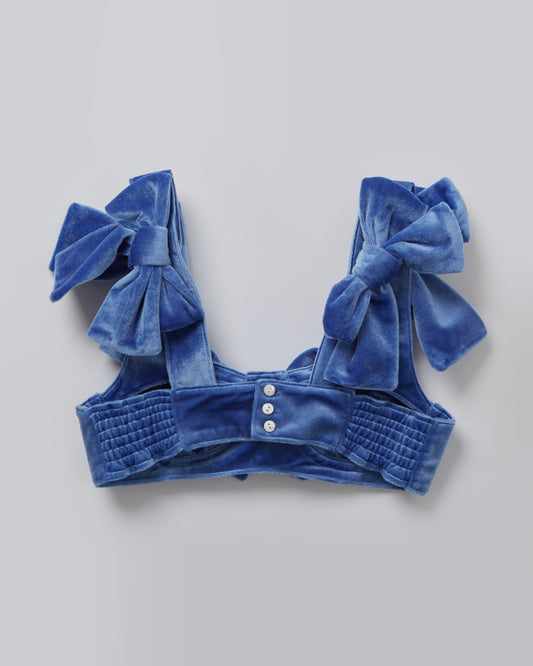 Velour Ribbon Bustier(Blue)
