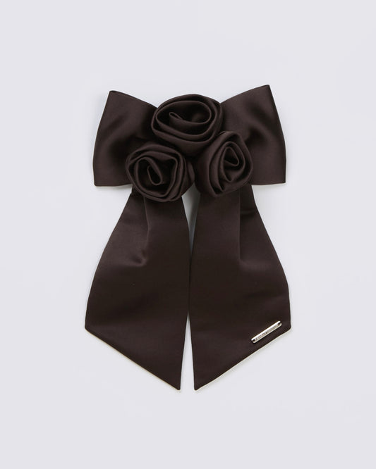 Satin Rose Barrette(Brown)