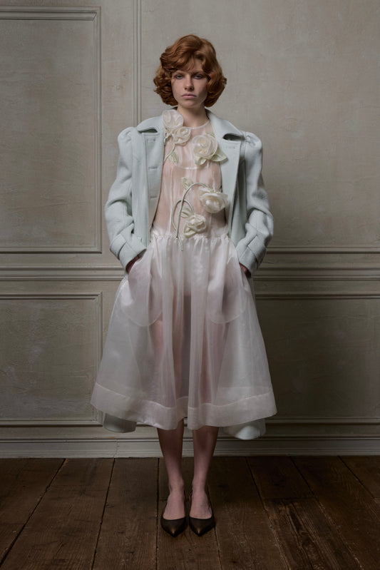 Silk Organza Rose Garden Dress(Ivory)