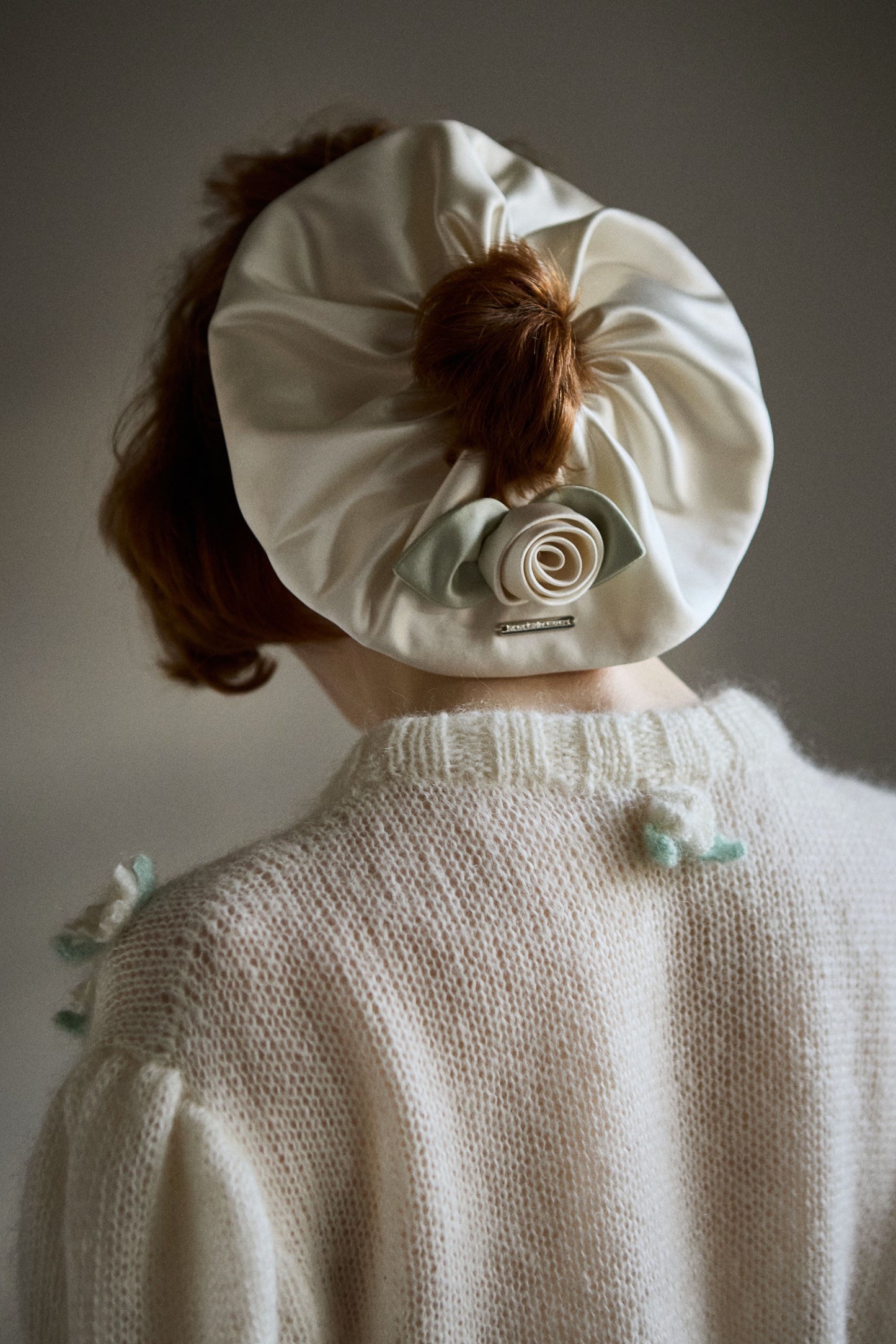 Satin Rose Scrunchie(Green)