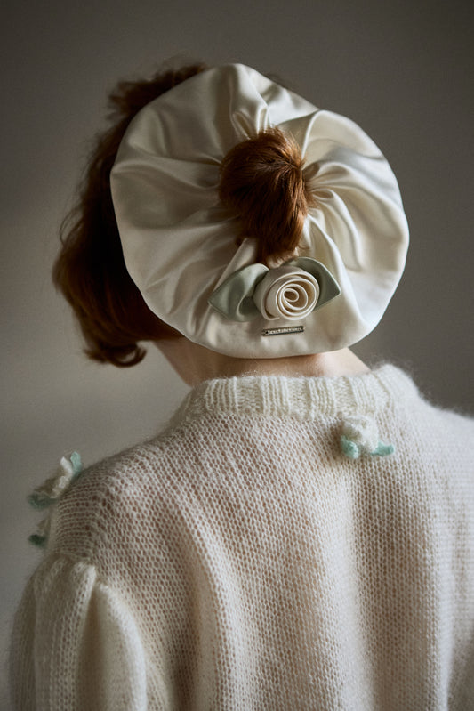 Satin Rose Scrunchie(Green)