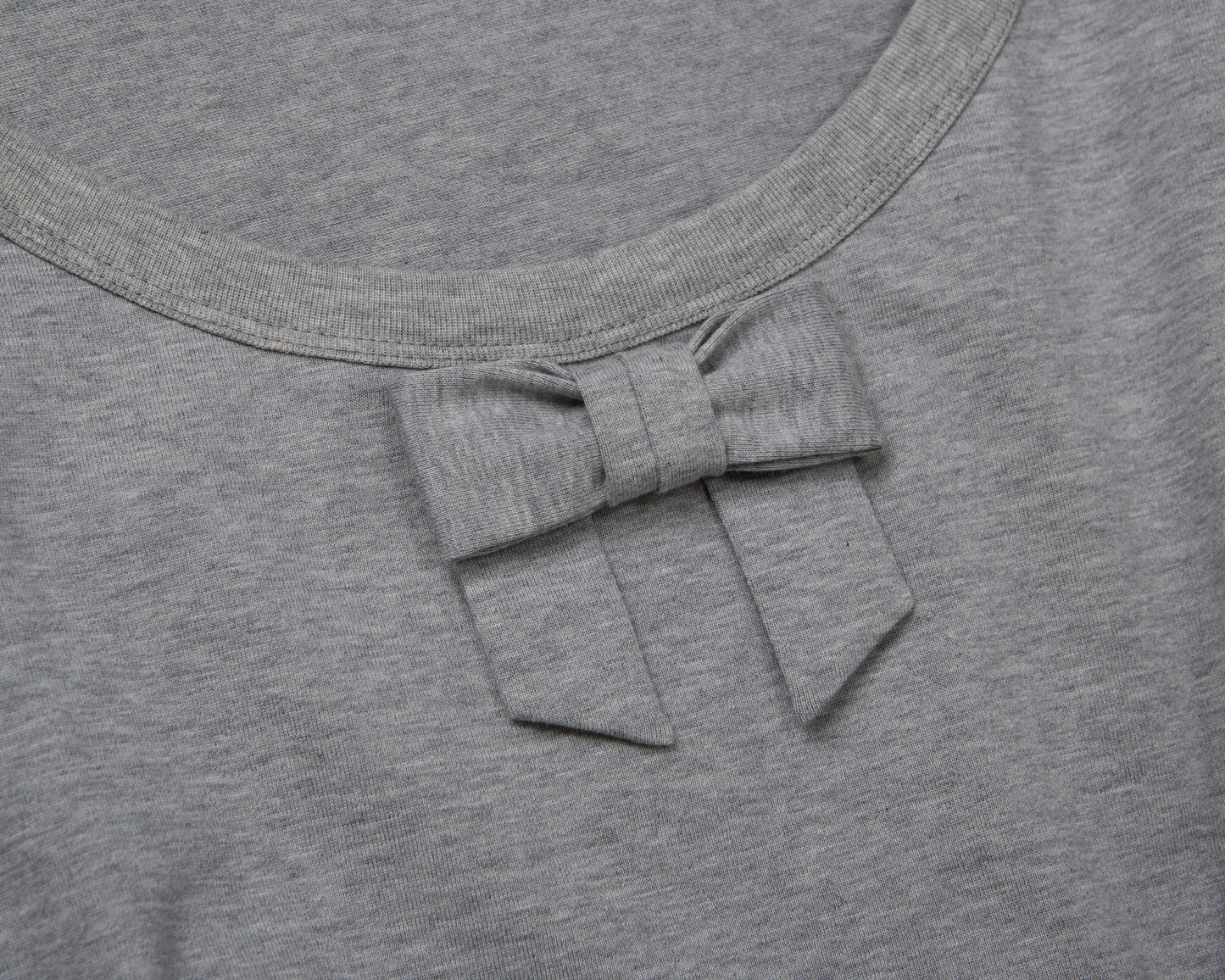 Cotton Bow Long Sleeve Tee(Gray)