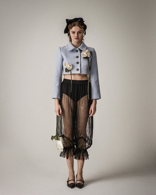 Wool Roses Short Coat(Light Blue)