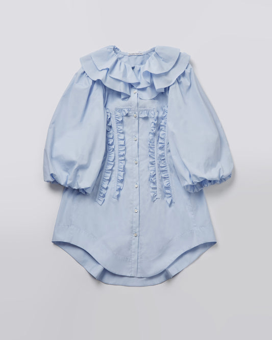 Cotton Short Nightdress(Light Blue)