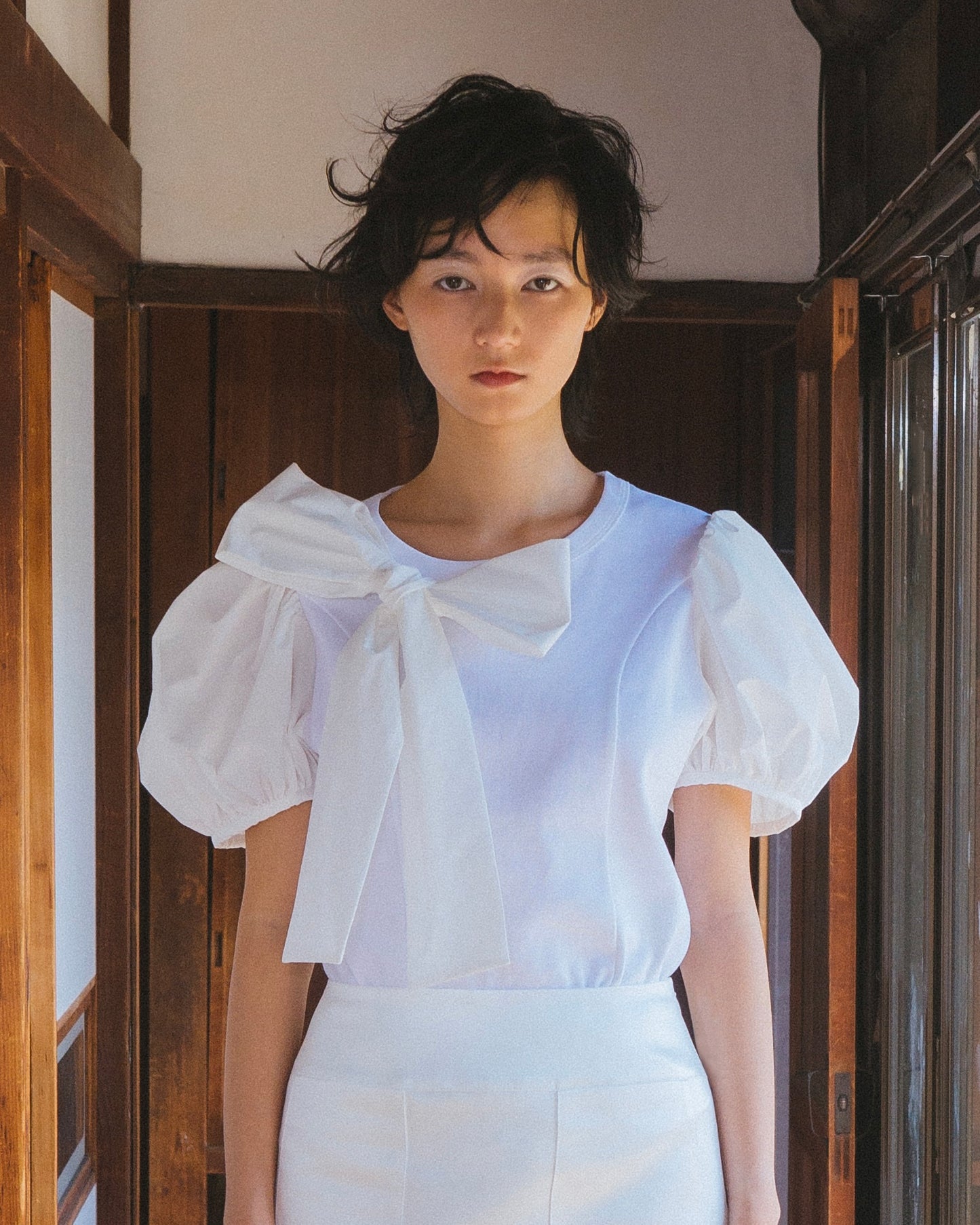 Ribbon Puff Sleeve T-Shirt