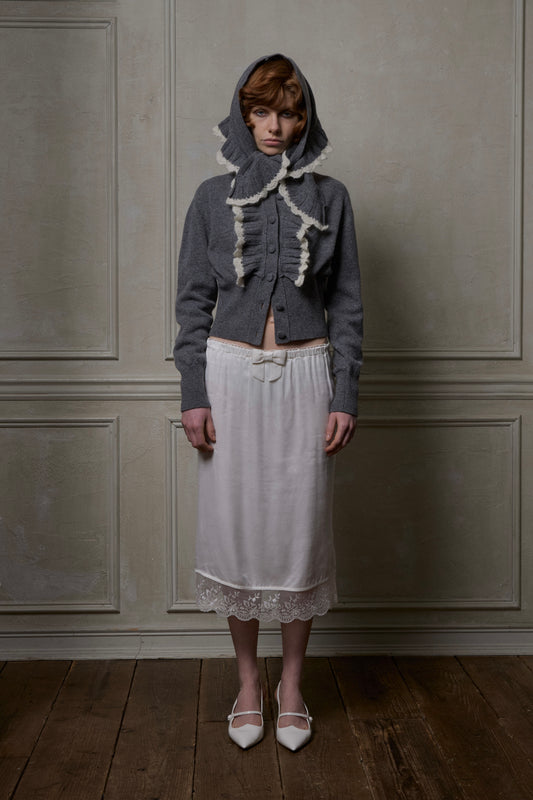 Ruffle Knit Cardigan(Gray)
