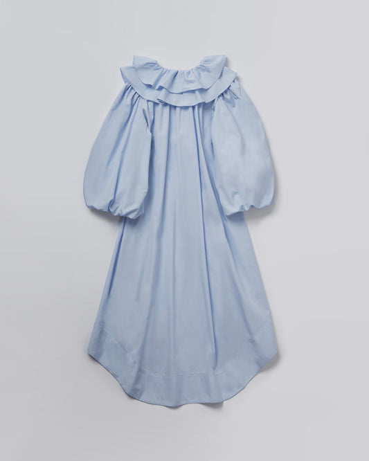 Cotton Long Nightdress(Light Blue)