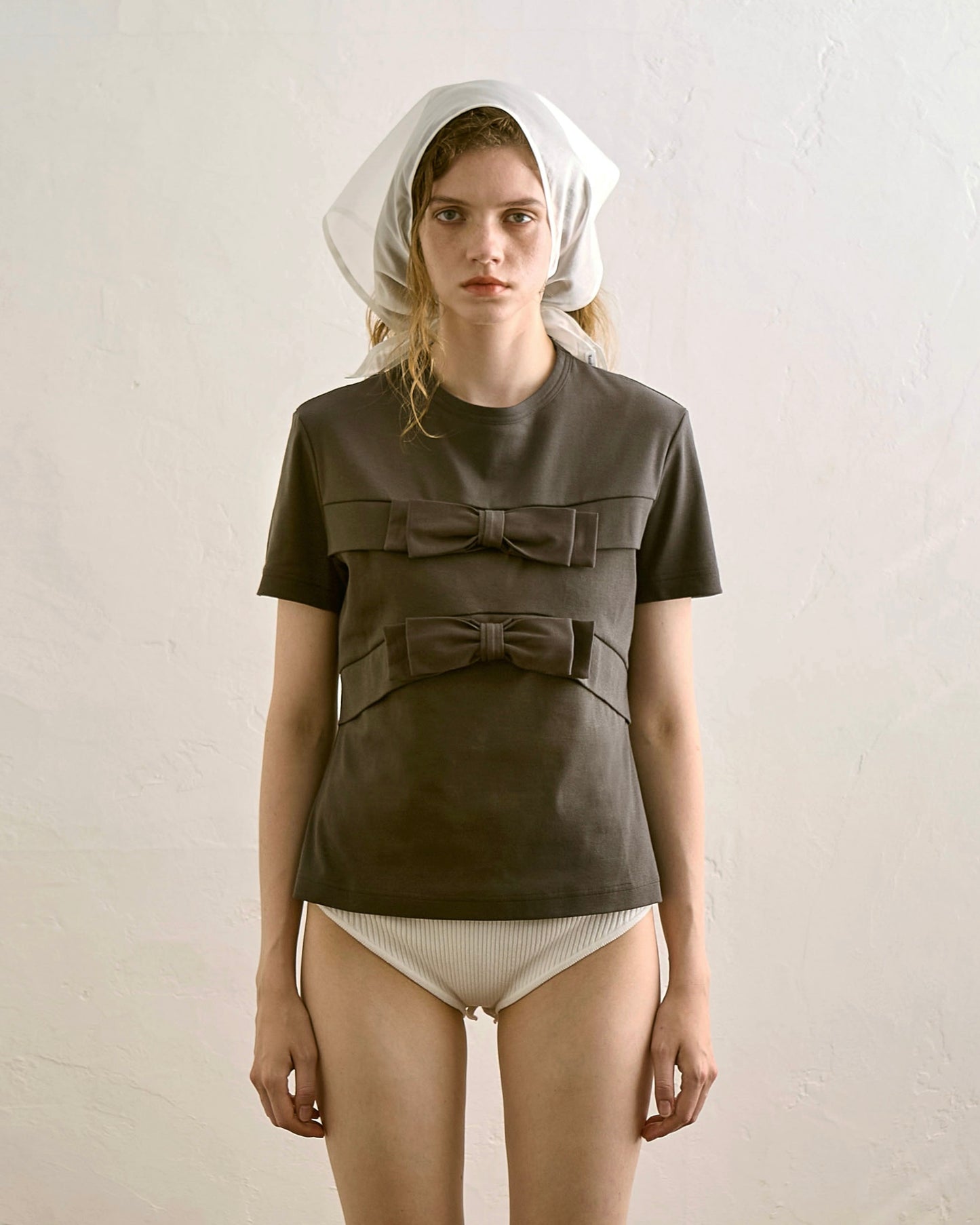 Organic Cotton Bow T-Shirt(Gray)