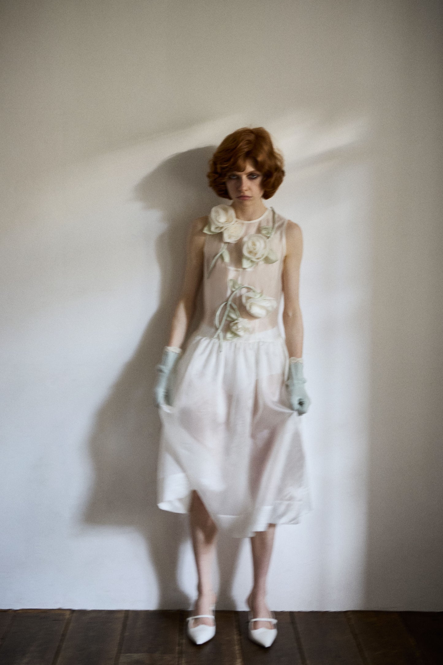 Silk Organza Rose Garden Dress(Ivory)