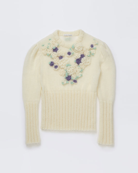 Hand Knit Rose Canvas Sweater(Purple)