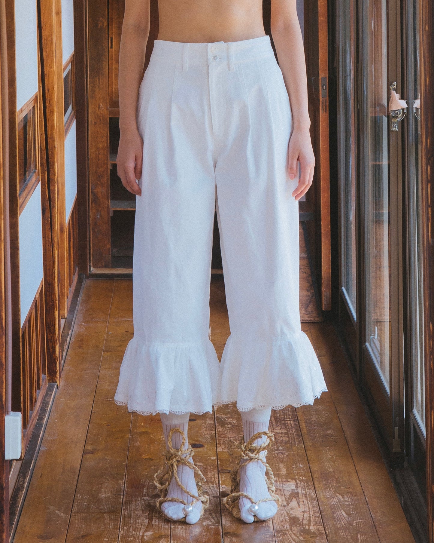 Lace Drawer Denim Pants