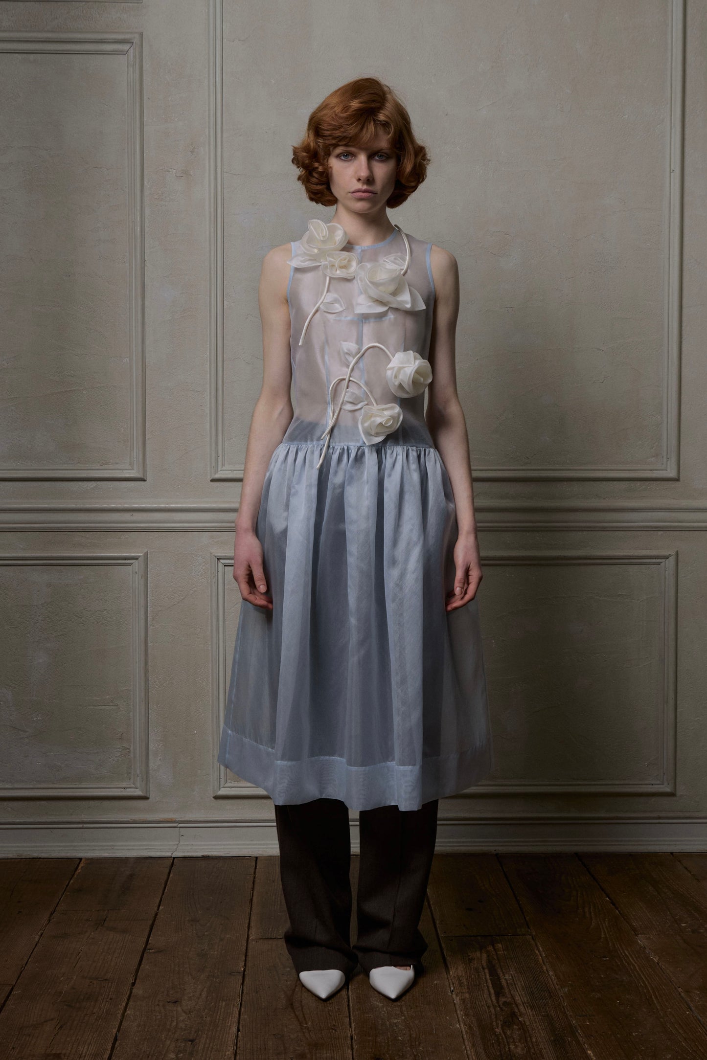 Silk Organza Rose Garden Dress(Light Blue)