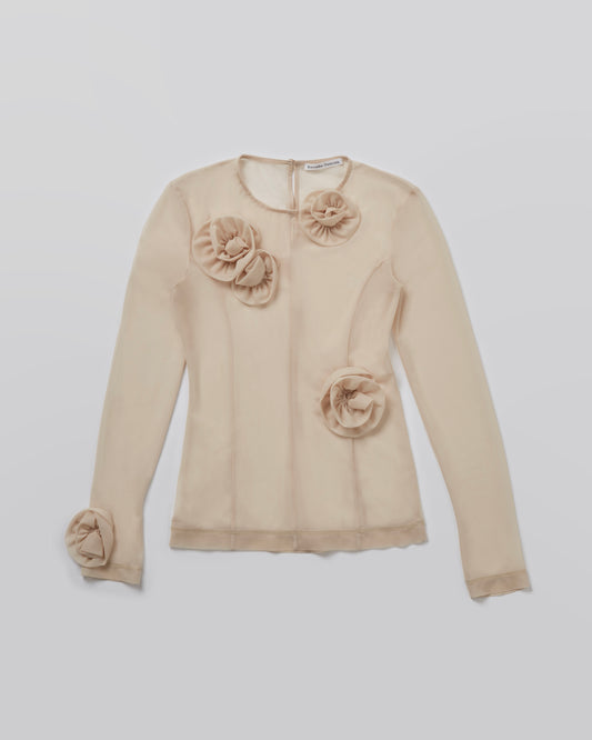 Sheer Roses Tops(Beige)