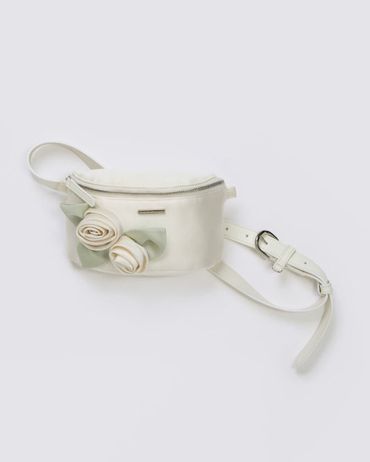 Satin Rose Belt Bag(Ivory)