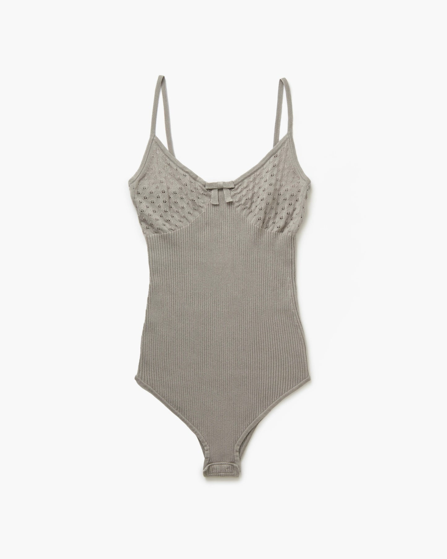 Cotton Bow Knit Bodysuit(Gray)