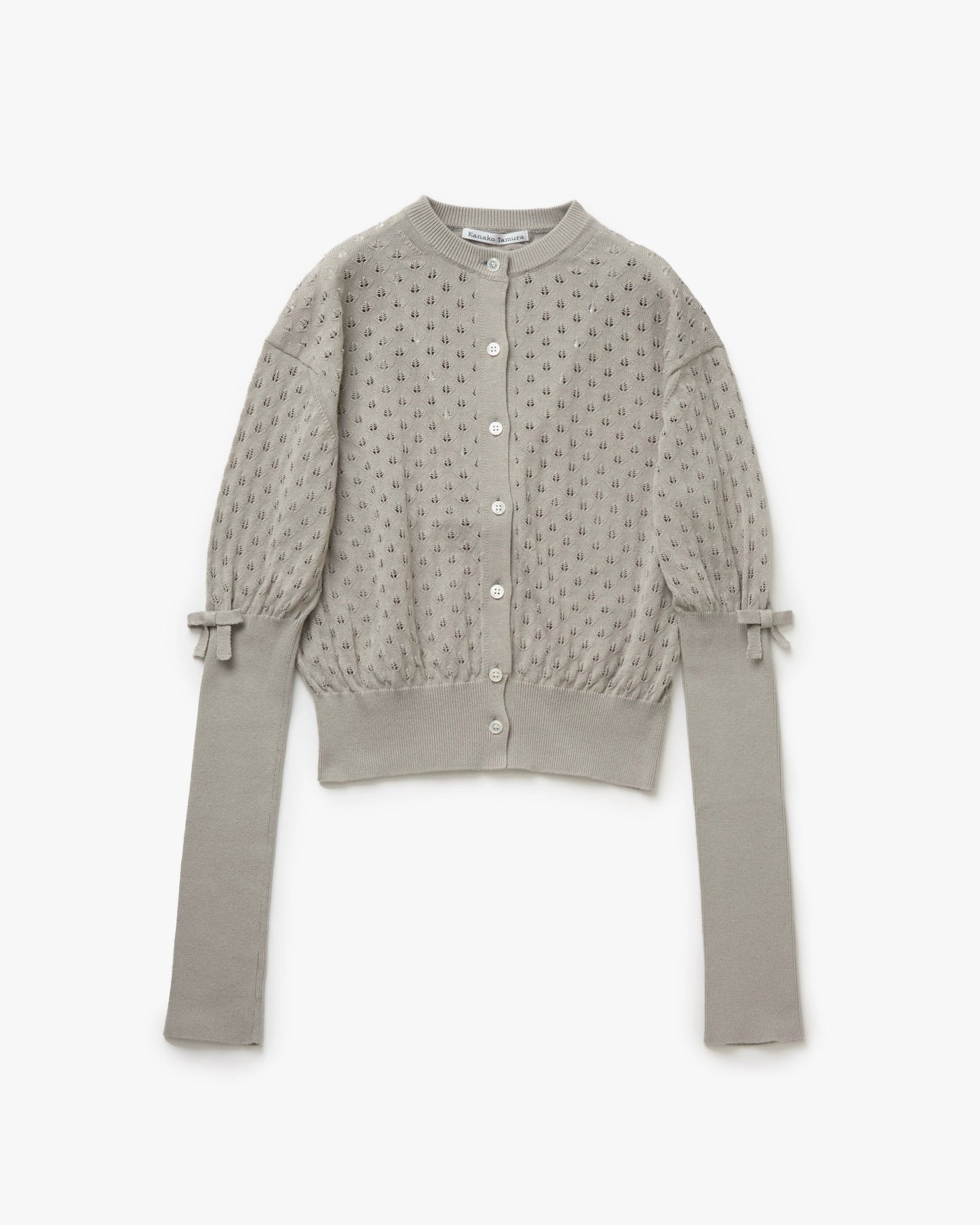 Cotton Bow Knit Cardigan(Gray)
