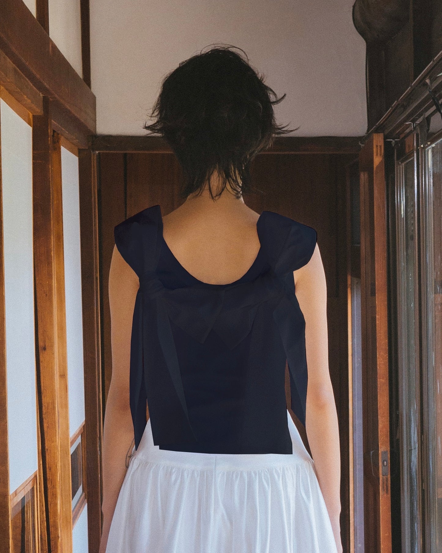 Back Ribbon Tank(Navy)