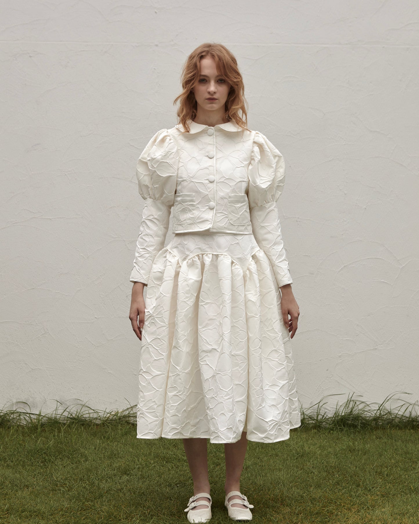 Jacquard Long Skirt(White)
