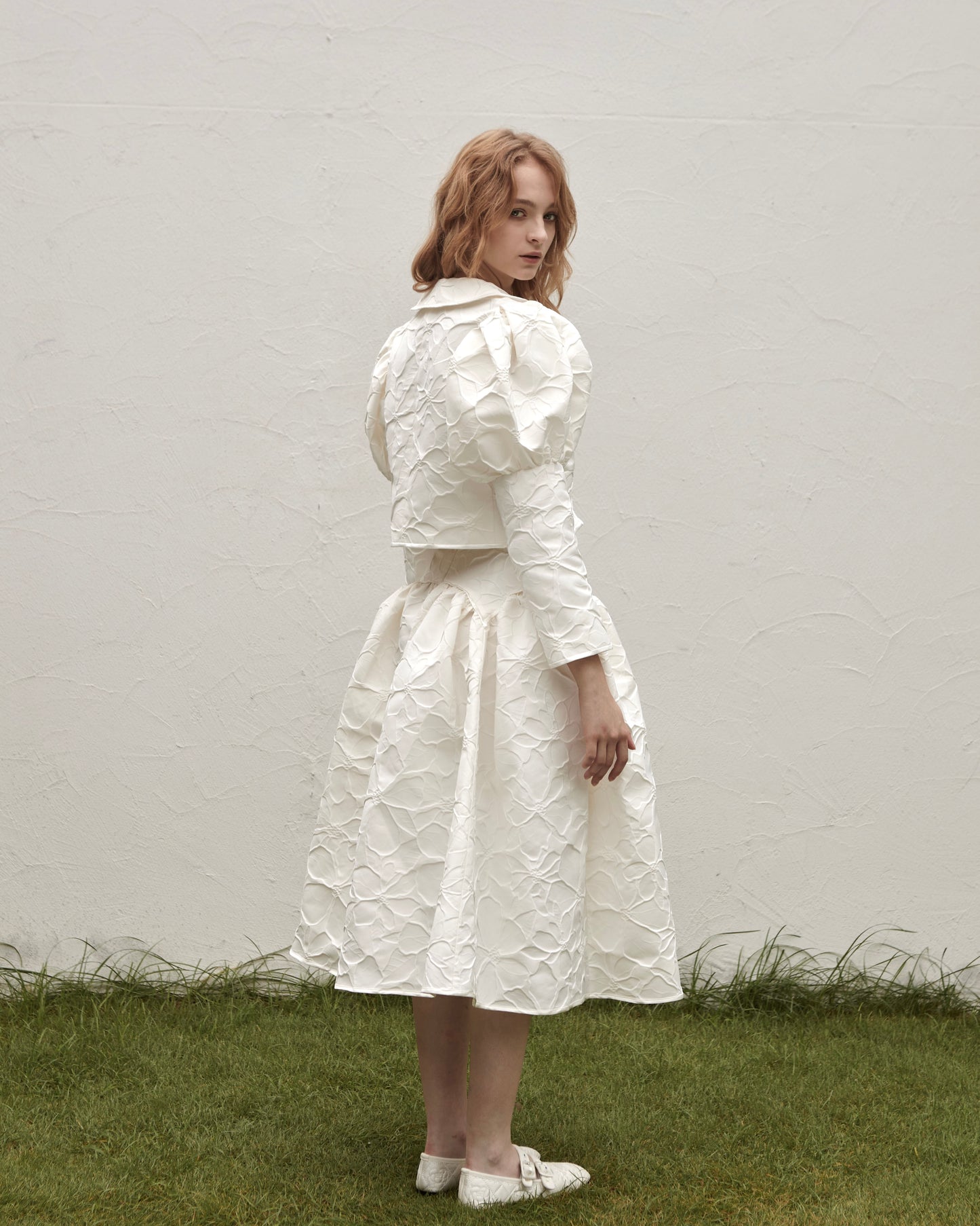 Jacquard Long Skirt(White) – Kanako Tamura